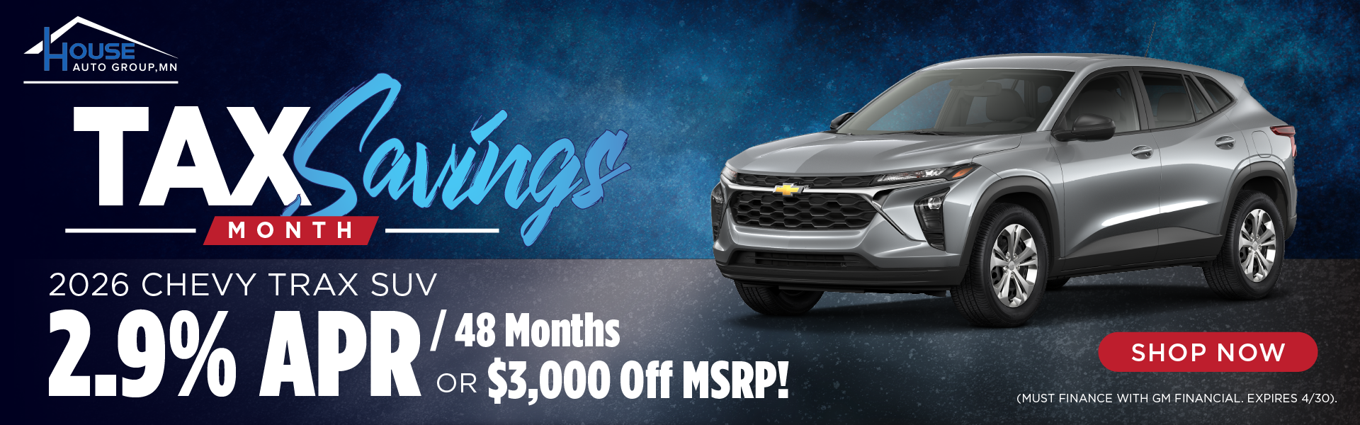 2026 Chevy Trax SUV - 2.9% APR / 48 Months OR $3,000 Off MSR